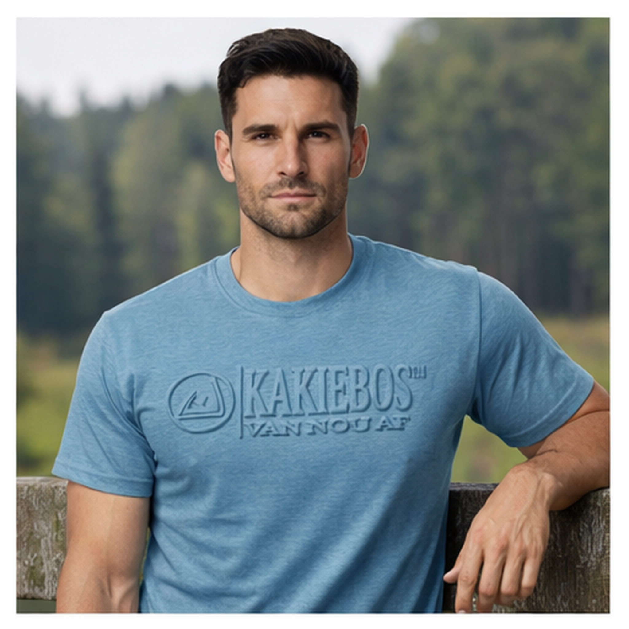 Kakiebos Mens Plein Bos (Emboss) T-Shirt - Lagoon