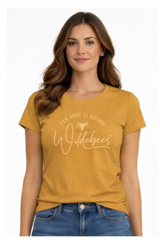 Wildebees Ladies Curved Tone Puff Tee - Honey Gold