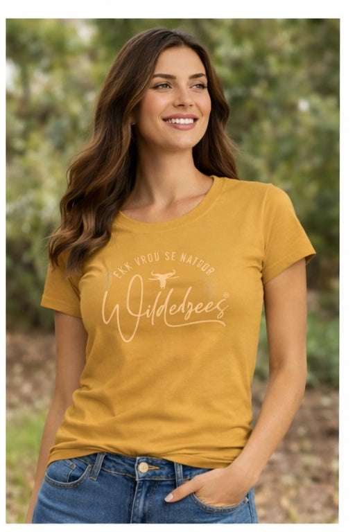 Wildebees Ladies Curved Tone Puff Tee - Honey Gold