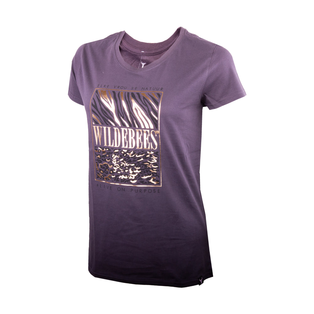 Wildebees Ladies Animal Instinct Block Tee - Graphite