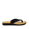 Black Angelsoft Alexis sandals with a leather foot bed and arch support, featuring a lightweight flexible PU sole.