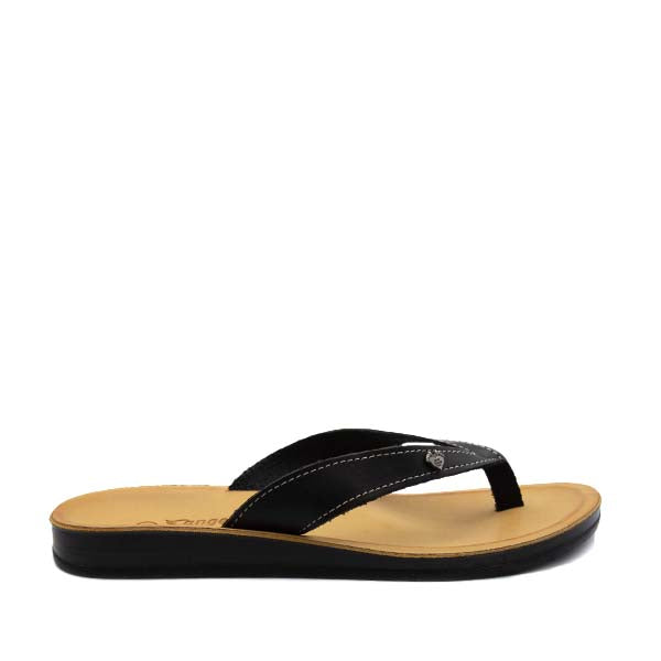 Black Angelsoft Alexis sandals with a leather foot bed and arch support, featuring a lightweight flexible PU sole.