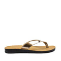 Rose gold Angelsoft Alexis sandals with a leather footbed and arch support, featuring a lightweight flexible PU sole.