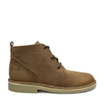 A brown leather lace-up shoe with a tan sole, displaying the brand logo 'Bouch' on the side.