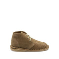 A child's oak suede shoe with lace-up closure, displayed against a white background.