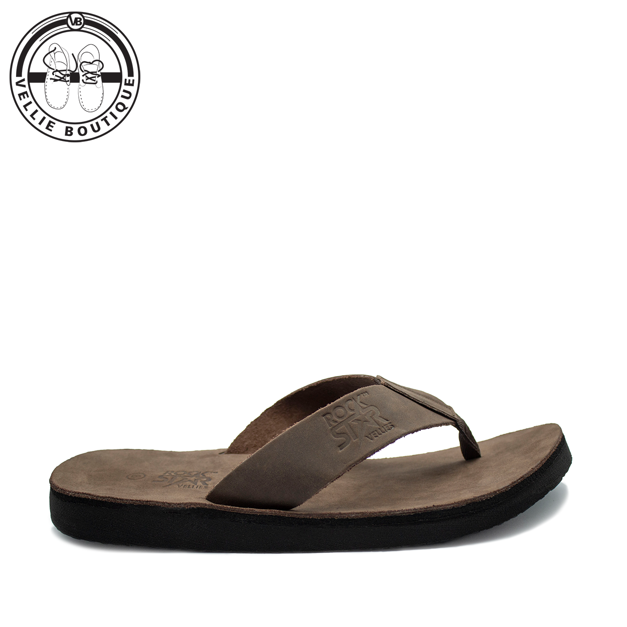 Rockstar Leather Thong Plakkie Brown