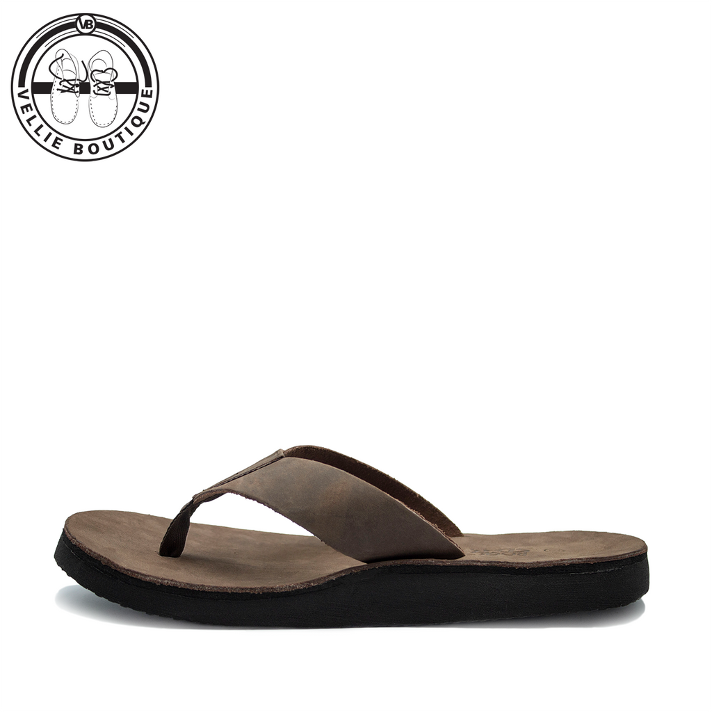 Rockstar Leather Thong Plakkie Brown