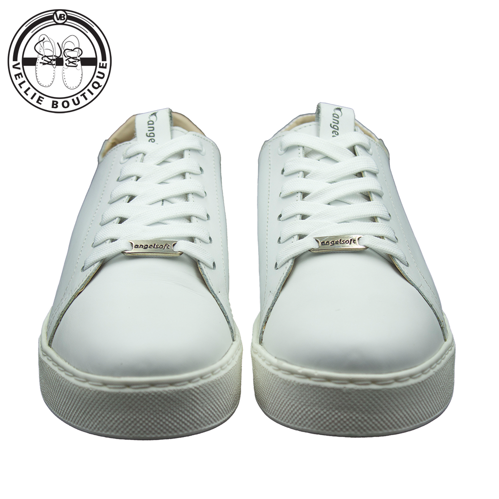 Angelsoft Cindy Lace-Up Leather Sneaker (White) [1964]