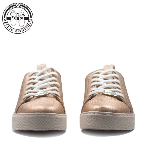 Angelsoft Cindy Lace-Up Leather Sneaker (Rose Gold) [1964]
