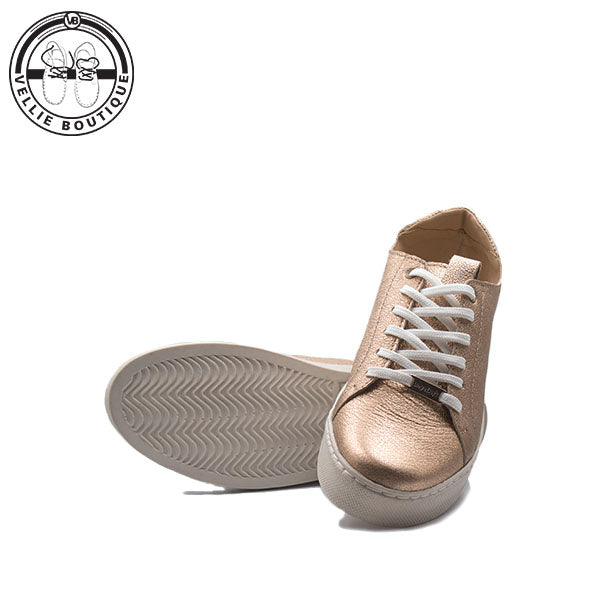 Angelsoft Cindy Lace-Up Leather Sneaker (Rose Gold) [1964]