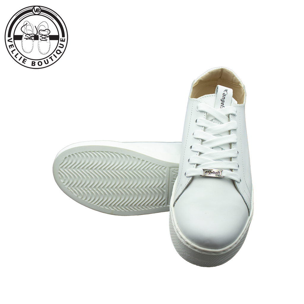 Angelsoft Cindy Lace-Up Leather Sneaker (White) [1964]