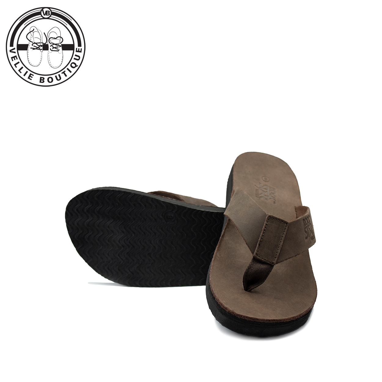 Rockstar Leather Thong Plakkie Brown