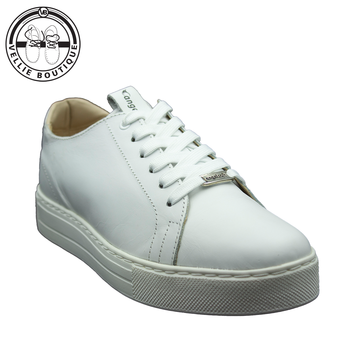 Angelsoft Cindy Lace-Up Leather Sneaker (White) [1964]