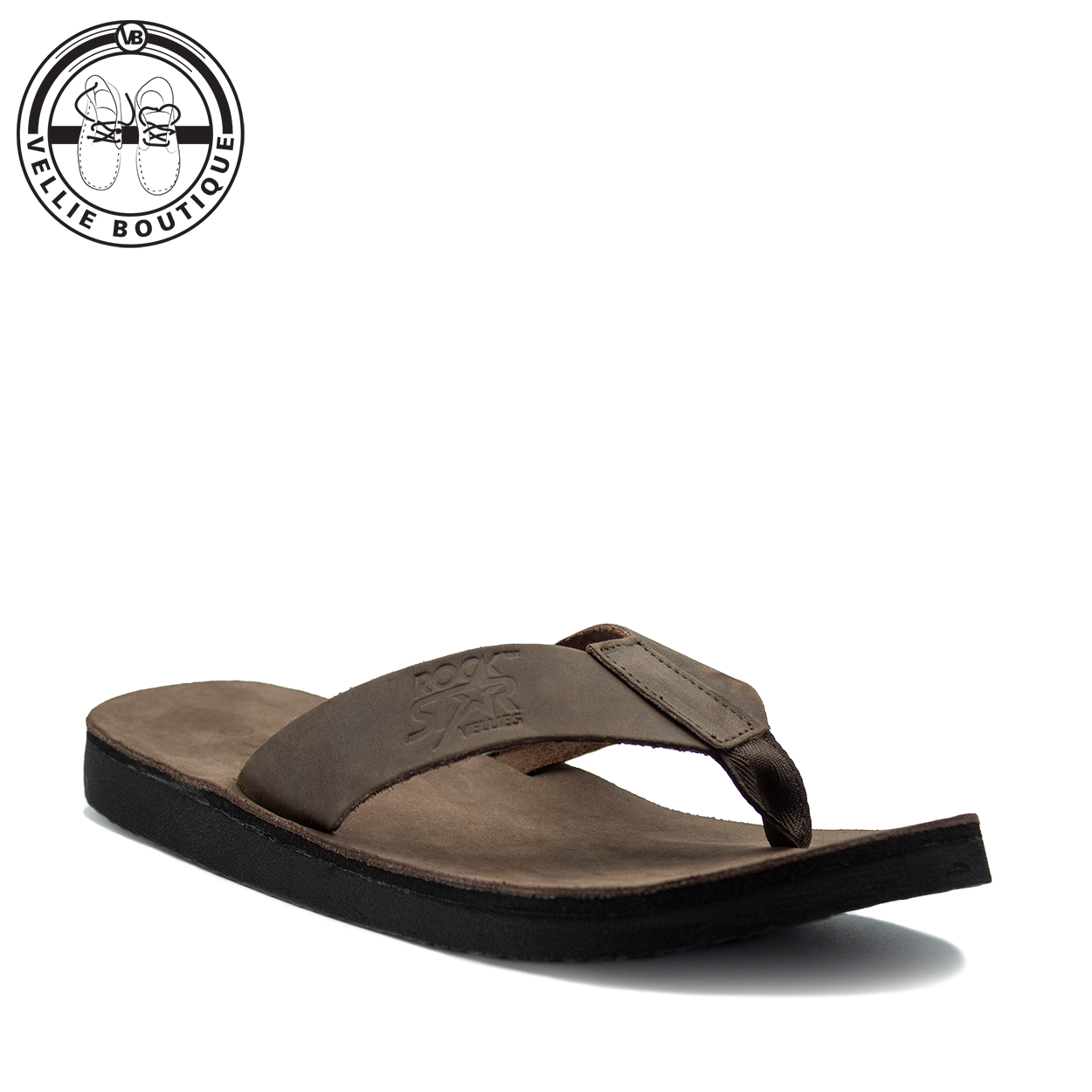 Rockstar Leather Thong Plakkie Brown