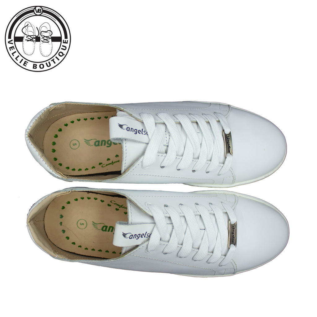 Angelsoft Cindy Lace-Up Leather Sneaker (White) [1964]