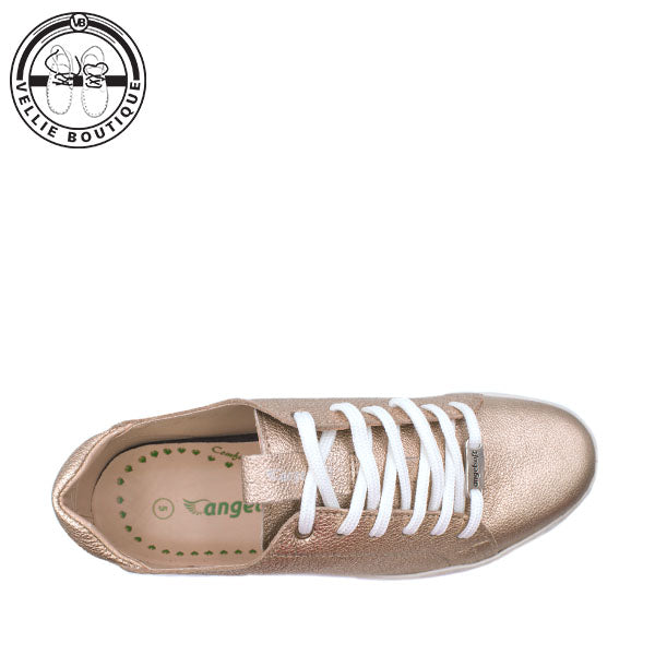 Angelsoft Cindy Lace-Up Leather Sneaker (Rose Gold) [1964]