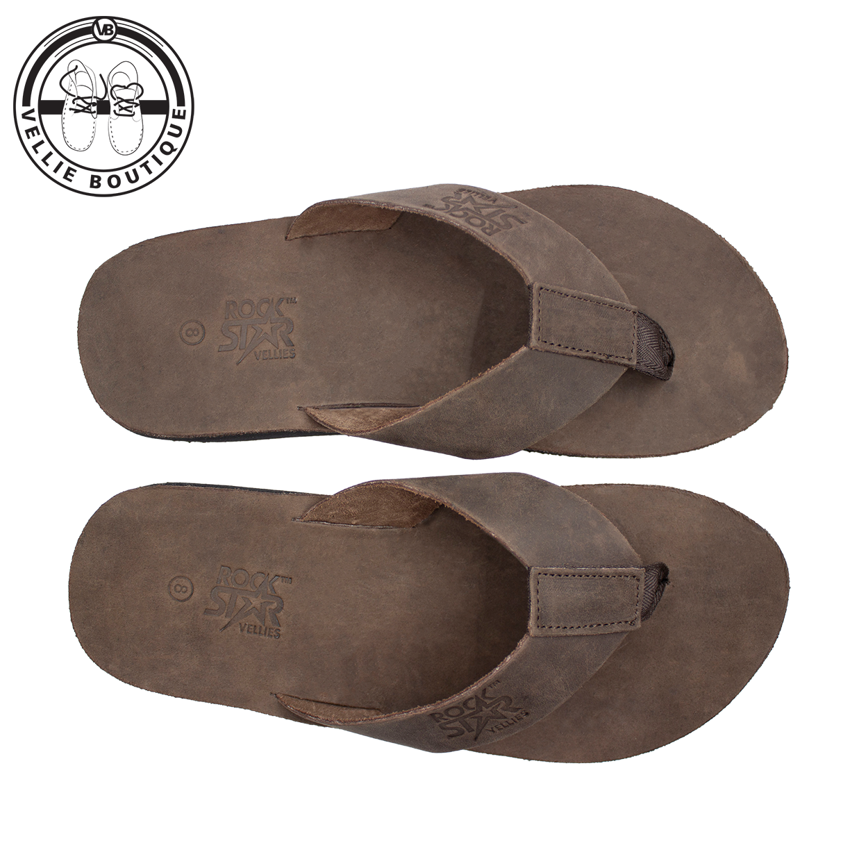 Rockstar Leather Thong Plakkie Brown