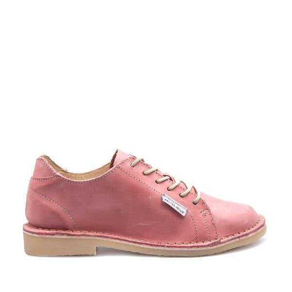 A women's #Protea Suikerbossie vellie shoe in Pink Nubuck leather, featuring a lace-up closure.